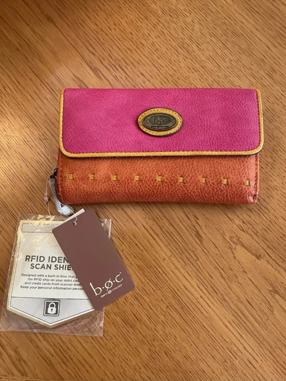 b.o.c. Orange, Pink & Yellow Leather Shoulder Bag